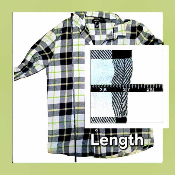 Forever 21 Mens Plaid Button Up Long Sleeve 100% Cotton White, Navy, Green/Small - Picture 7 of 7